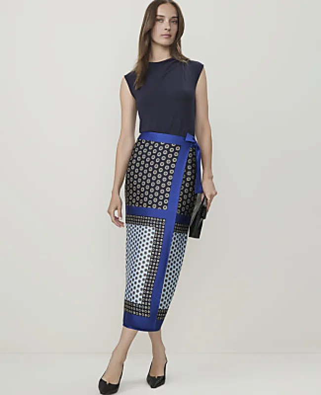 Ann Taylor Geo Print Wrap Skirt in Satin made by Ann Taylor
