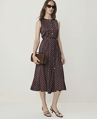 Ann Taylor Petite Geo Print Flare Midi Dress sold by Ann Taylor