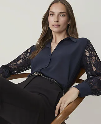 Ann Taylor Petite Lace Sleeve Shirt sold by Ann Taylor product image thumbnail 3