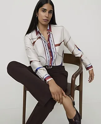 Ann Taylor Petite Horsebit Print Modern Shirt in Satin sold by Ann Taylor