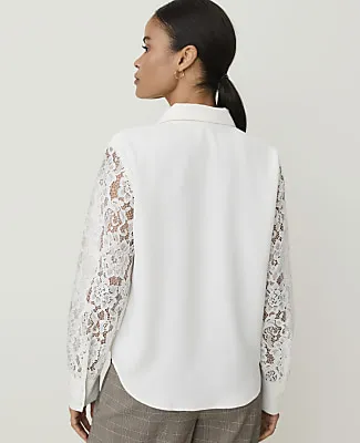 Ann Taylor Lace Sleeve Shirt sold by Ann Taylor product image thumbnail 2