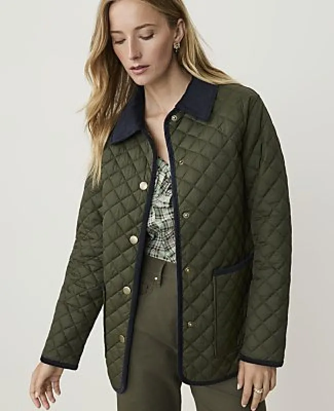 Ann Taylor Weekend Corduroy Trimmed Quilted Jacket made by Ann Taylor