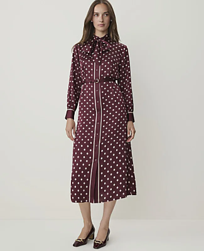 Ann Taylor Petite Polka Dot Tie Neck Midi Dress made by Ann Taylor
