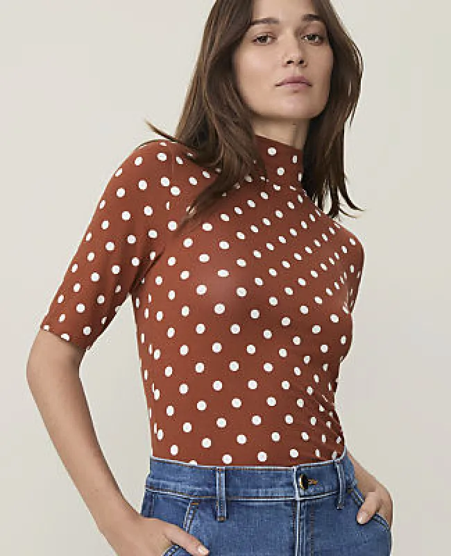 Ann Taylor Polka Dot Mock Neck Top made by Ann Taylor