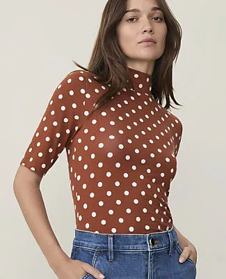 Ann Taylor Polka Dot Mock Neck Top sold by Ann Taylor