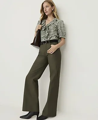 Ann Taylor Weekend Plaid Ruffle Trim Blouse sold by Ann Taylor