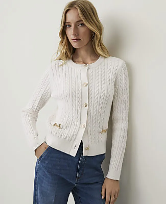Ann Taylor Horsebit Cable Cardigan made by Ann Taylor