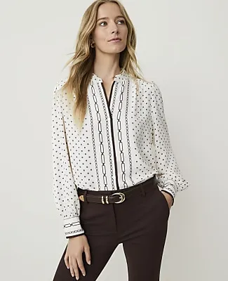 Ann Taylor Geo Print Shirred Blouse sold by Ann Taylor product image thumbnail 2