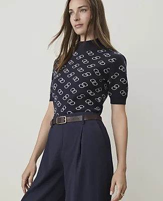 Ann Taylor Geo Print Mock Neck Modern Sweater Tee sold by Ann Taylor