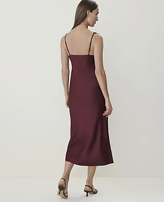 Ann Taylor Petite Lace Trim Satin Midi Slip Dress sold by Ann Taylor product image thumbnail 2