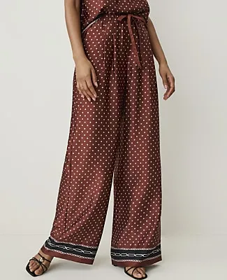 Ann Taylor The Petite Printed Drawstring Wide-Leg Pant in Satin sold by Ann Taylor product image thumbnail 2