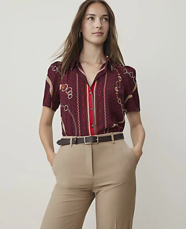 Ann Taylor Horsebit Print Button Down Shirt made by Ann Taylor