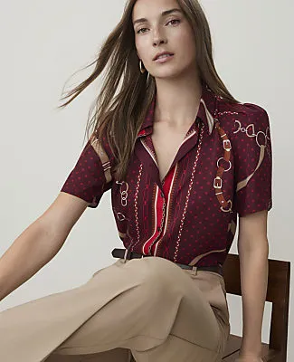 Ann Taylor Horsebit Print Button Down Shirt sold by Ann Taylor product image thumbnail 3