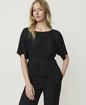 Ann Taylor Petite Pleated Tie Waist Top sold by Ann Taylor