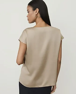 Ann Taylor Short Sleeve Cowl Neck Top in Satin sold by Ann Taylor product image thumbnail 2