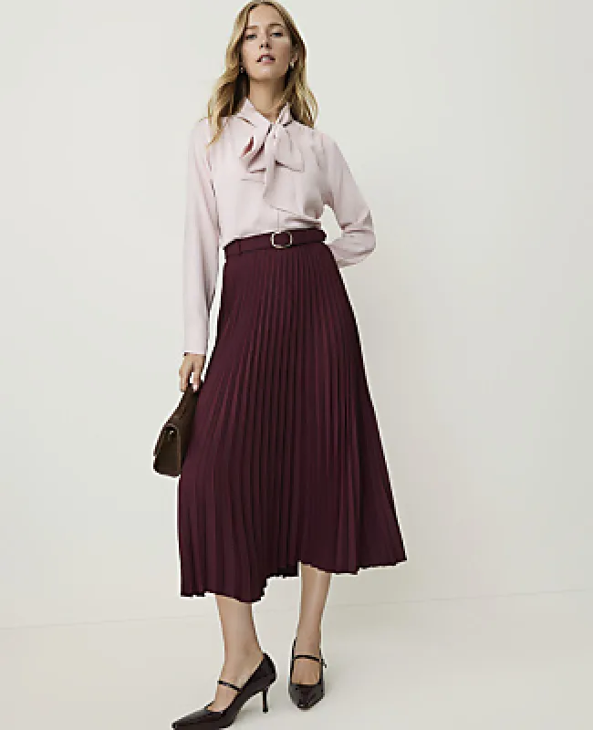 Ann Taylor Petite Belted Pleated Midi Skirt made by Ann Taylor