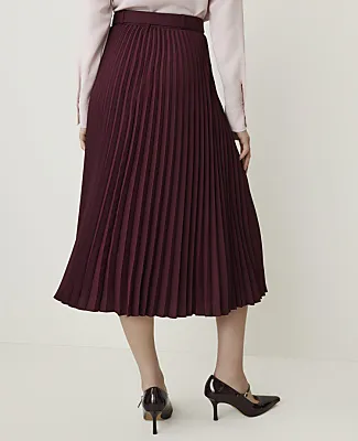 Ann Taylor Petite Belted Pleated Midi Skirt sold by Ann Taylor product image thumbnail 3