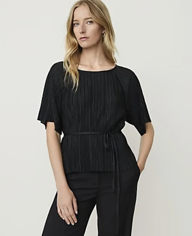 Ann Taylor Pleated Tie Waist Top made by Ann Taylor