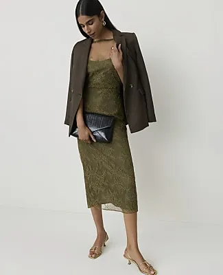 Ann Taylor Lace Flutter Sleeve Midi Dress sold by Ann Taylor product image thumbnail 3