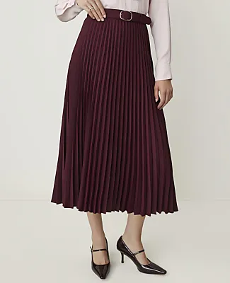 Ann Taylor Belted Pleated Midi Skirt sold by Ann Taylor product image thumbnail 2
