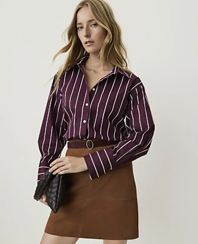 Ann Taylor Petite Striped Oversized Button Down Shirt made by Ann Taylor