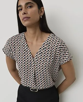 Ann Taylor Geo Print Pleat Front Top sold by Ann Taylor
