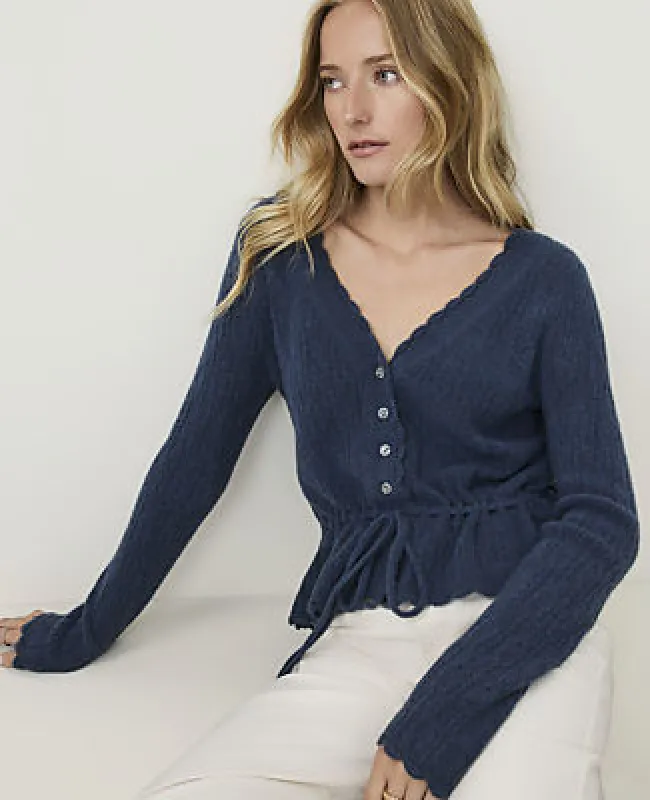 Ann Taylor Weekend Pointelle Tie Waist Top made by Ann Taylor