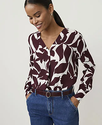 Ann Taylor Floral Pleat Front Top sold by Ann Taylor
