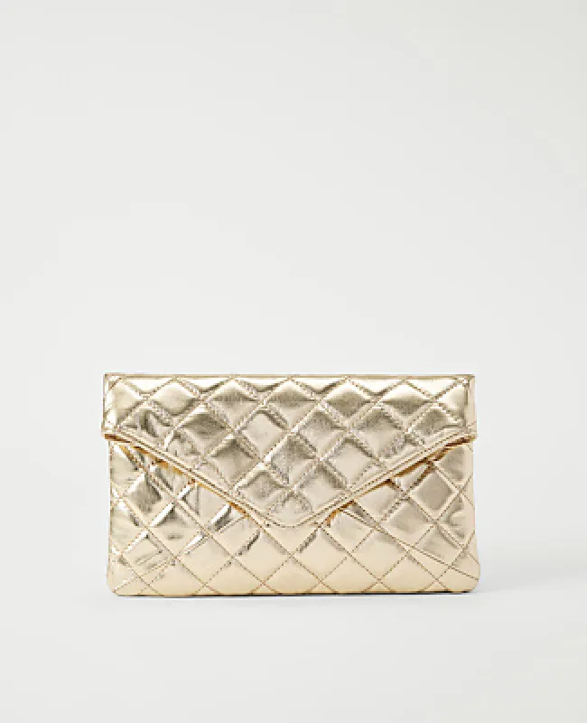 Ann Taylor Metallic Quilted Envelope Clutch made by Ann Taylor