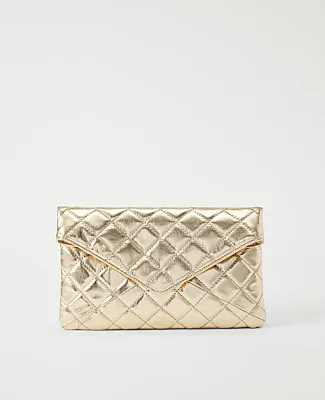Ann Taylor Metallic Quilted Envelope Clutch sold by Ann Taylor