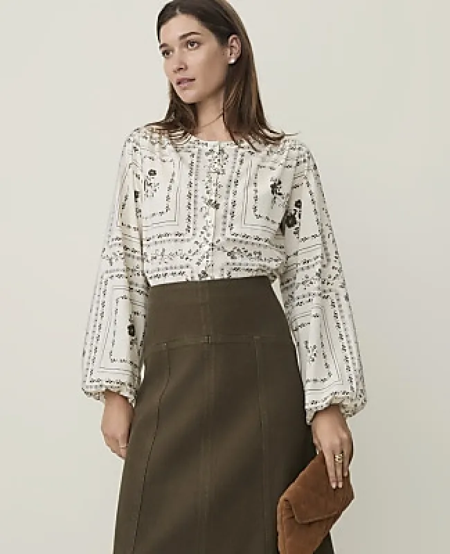 Ann Taylor Petite Weekend Floral Blouson Sleeve Blouse made by Ann Taylor