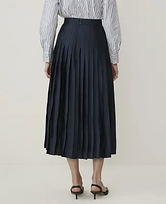 Ann Taylor Petite Pleated Midi Skirt in Satin sold by Ann Taylor product image thumbnail 3