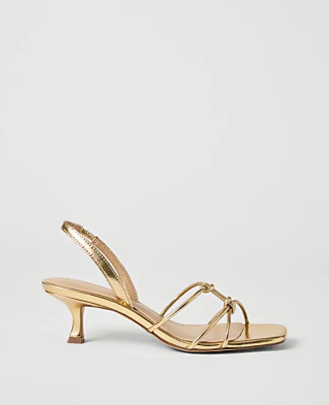 Ann Taylor Metallic Leather Heel Sandal made by Ann Taylor
