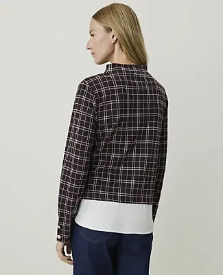 Ann Taylor Plaid Layered Mock Neck Top sold by Ann Taylor product image thumbnail 2