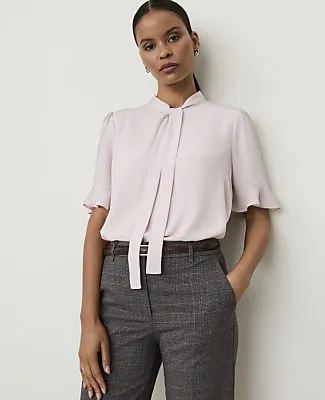 Ann Taylor Ruffle Trim Bow Blouse sold by Ann Taylor