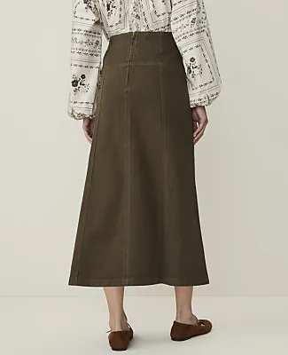 Ann Taylor Weekend Drop Waist Midi Skirt in Denim sold by Ann Taylor product image thumbnail 3