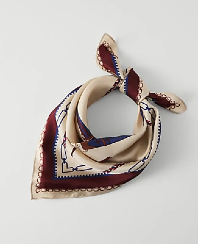 Ann Taylor Horsebit Print Silk Scarf made by Ann Taylor