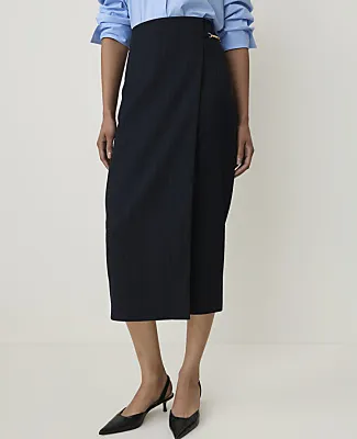 Ann Taylor Petite Pinstripe Hardware Wrap Skirt sold by Ann Taylor product image thumbnail 2