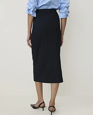 Ann Taylor Petite Pinstripe Hardware Wrap Skirt sold by Ann Taylor product image thumbnail 3