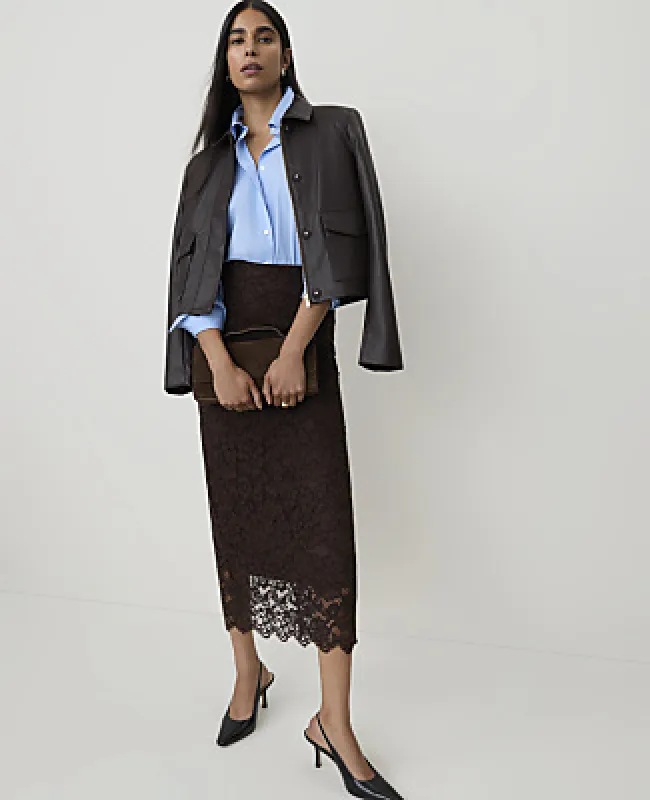 Ann Taylor Scalloped Trim Lace Midi Skirt made by Ann Taylor