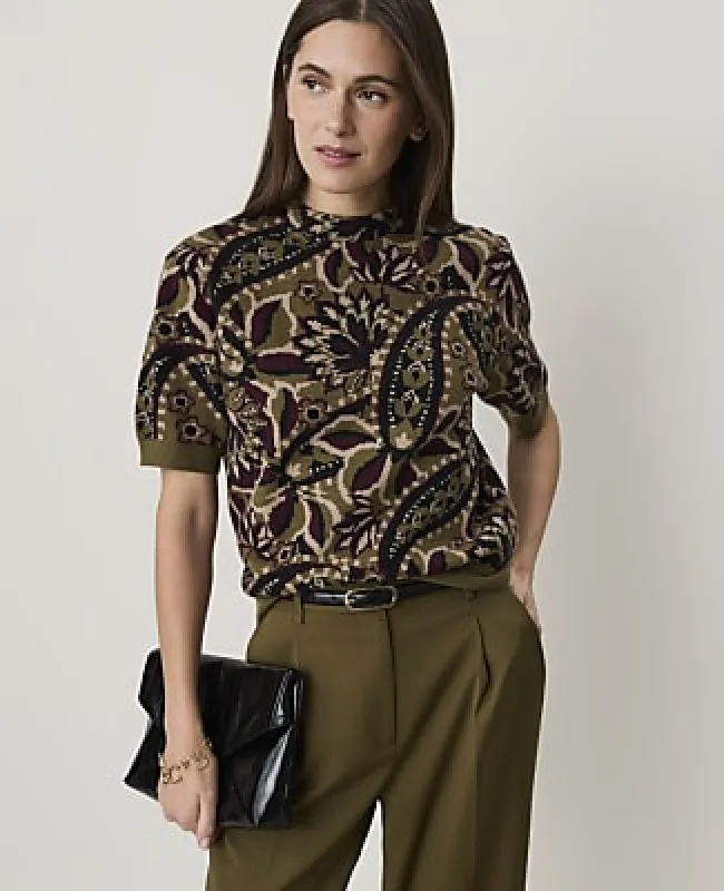 Ann Taylor Petite Paisley Jacquard Sweater Tee made by Ann Taylor