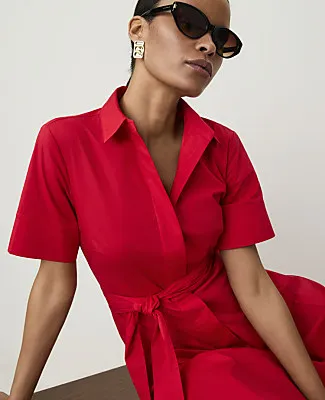 Ann Taylor Petite Collared Midi Shirtdress sold by Ann Taylor product image thumbnail 3