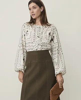 Ann Taylor Weekend Floral Blouson Sleeve Blouse sold by Ann Taylor