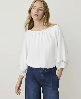 Ann Taylor Petite Lace Trim Sleeve Blouse sold by Ann Taylor