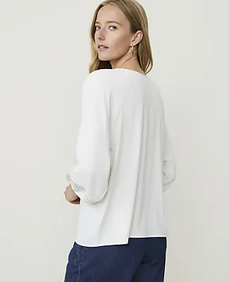 Ann Taylor Petite Lace Trim Sleeve Blouse sold by Ann Taylor product image thumbnail 2