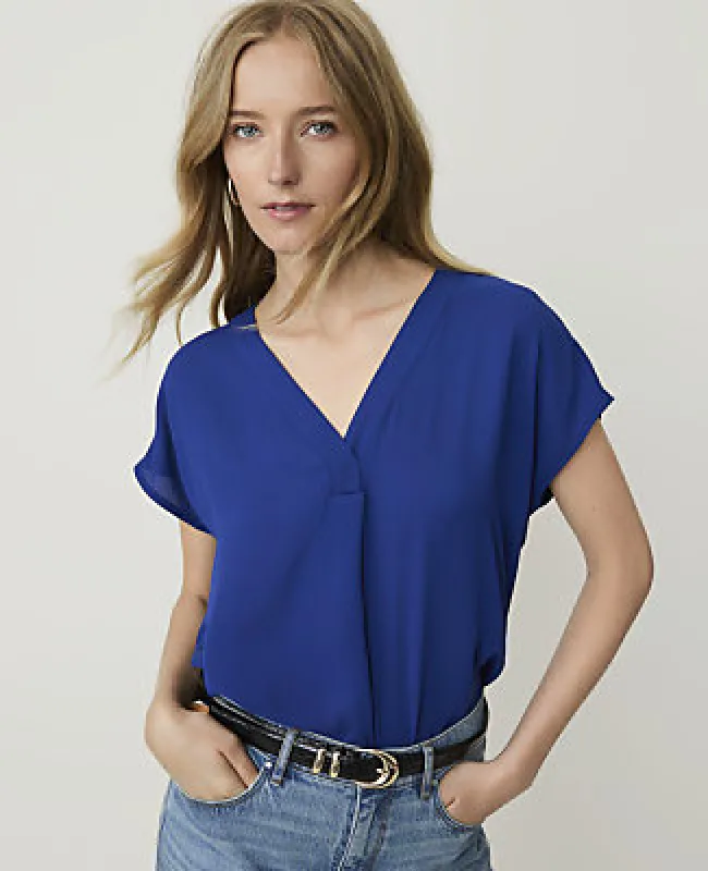 Ann Taylor Mixed Media Pleat Front Top made by Ann Taylor