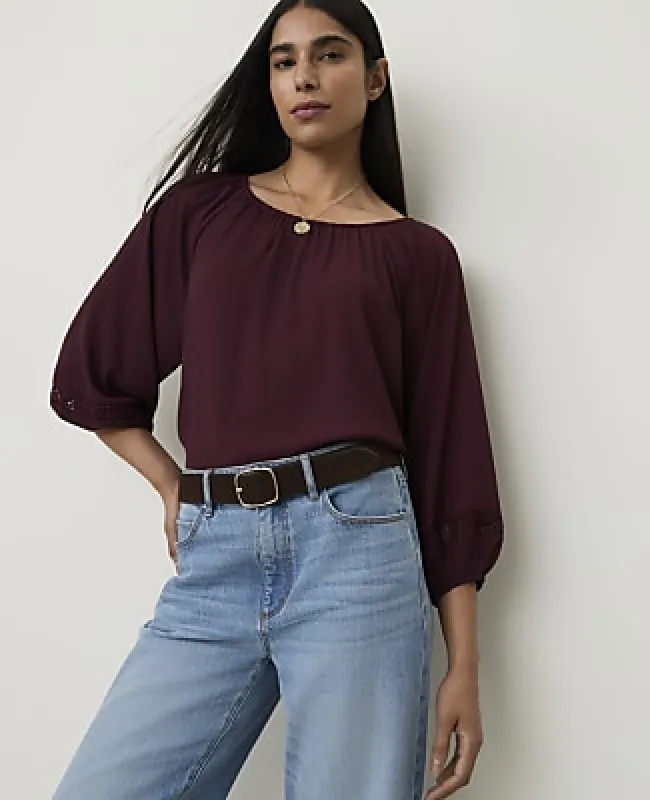 Ann Taylor Lace Trim Sleeve Blouse made by Ann Taylor
