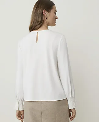 Ann Taylor Petite Mixed Media Pleat Cuff Top sold by Ann Taylor product image thumbnail 2