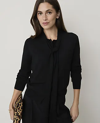 Ann Taylor Bow Neck Cardigan sold by Ann Taylor