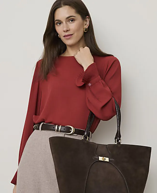 Ann Taylor Mixed Media Pleat Cuff Top made by Ann Taylor
